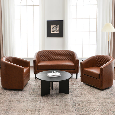 Logan Faux Leather Tufted Loveseat | Fabric Loveseat Couch | Kinwell Furniture | Modern Loveseats & Comfortable Loveseat Sofa Couches