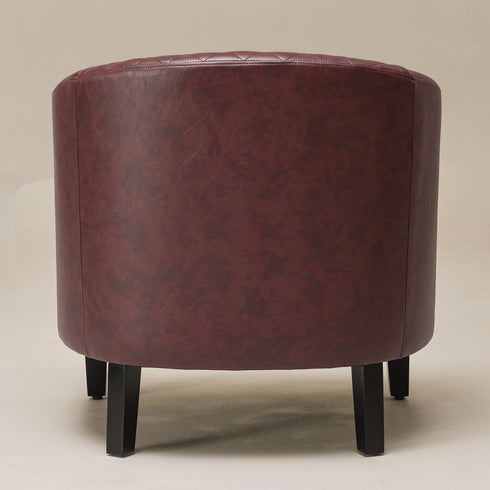 Logan Faux Leather Tufted Club Chair - Red Accent Chair | Decorative Accent Chairs | Kinwell Furniture | Modern Accent Chairs