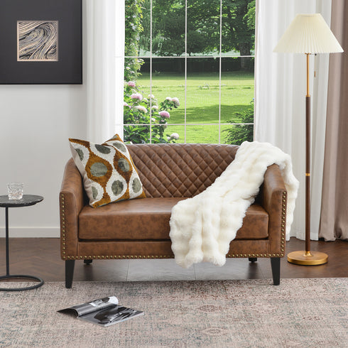 Logan Faux Leather Tufted Loveseat | Fabric Loveseat Couch | Kinwell Furniture | Modern Loveseats & Comfortable Loveseat Sofa Couches