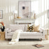 Tiziano Tufted 3-Seater Sofa – Ivory Linen Couch with Accent Pillows | Mid-Century Modern Sofa | Kinwell Furniture