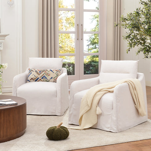 Clara Linen Slipcover Swivel Chair