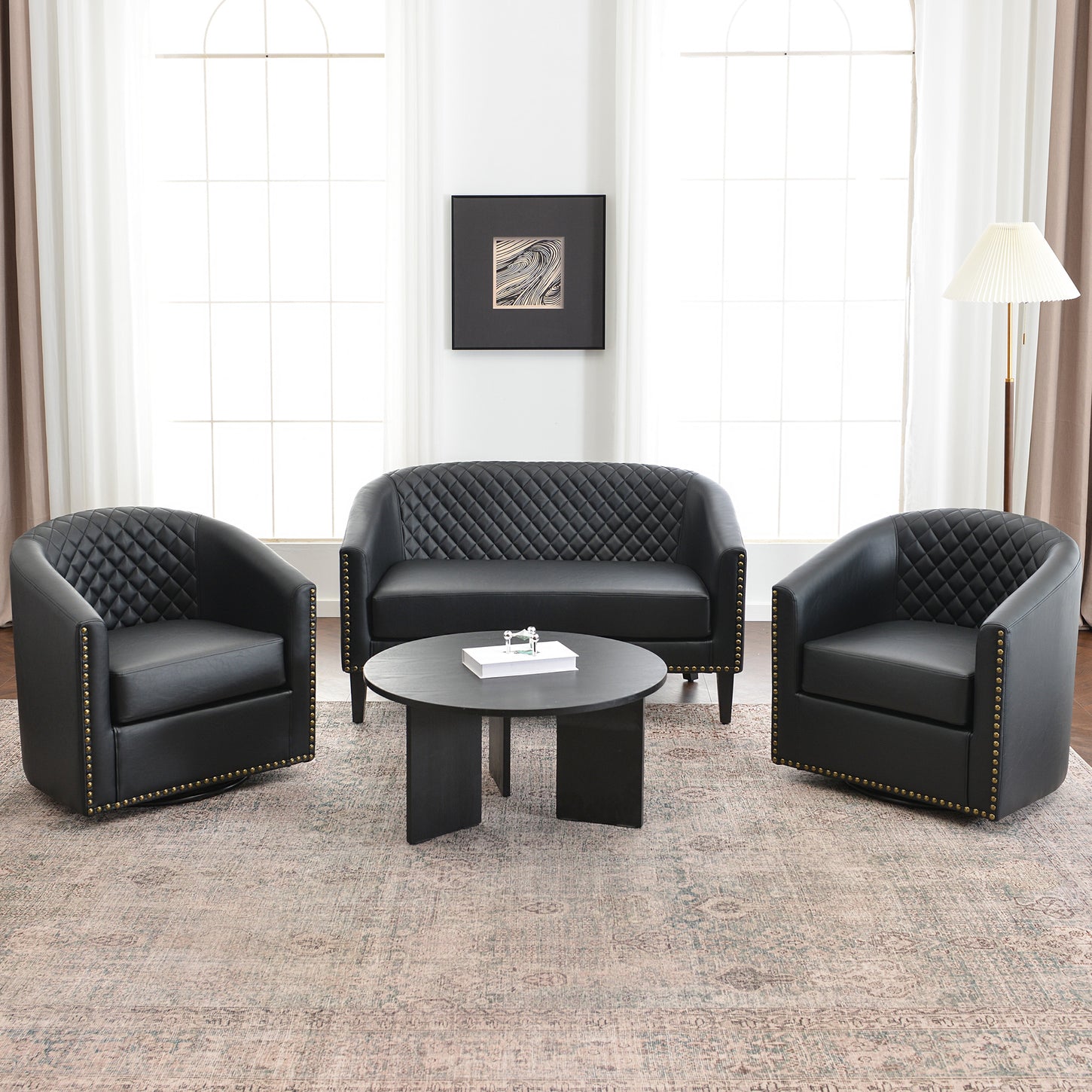 Logan Faux Leather Tufted Loveseat | Fabric Loveseat Couch | Kinwell Furniture | Modern Loveseats & Comfortable Loveseat Sofa Couches