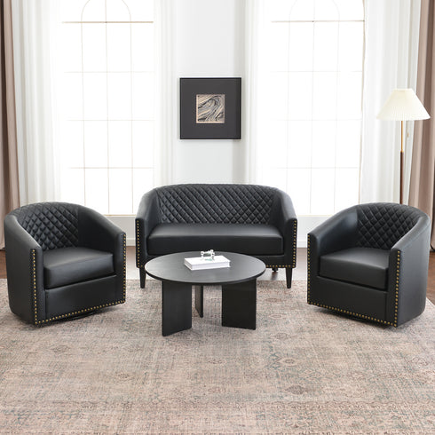 Logan Faux Leather Tufted Loveseat | Fabric Loveseat Couch | Kinwell Furniture | Modern Loveseats & Comfortable Loveseat Sofa Couches