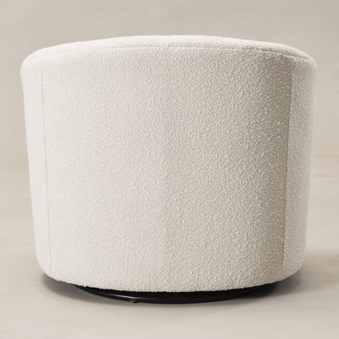 Everitte Bouclé Swivel Barrel Chair - Cream Modern Swivel Chair | Swivel Accent Chairs | Kinwell Furniture | Swivel Armchairs