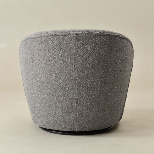 Laura Bouclé Swivel Barrel Chair - Gray Modern Swivel Chair | Swivel Accent Chairs | Kinwell Furniture | Swivel Armchairs
