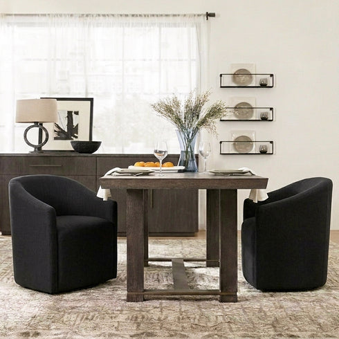Rafa Performance Dining Chair with Casters | Padded Dining Chair with Arms | Chairs for Formal Dining Room | Kinwell Furniture | Soft Performance Fabric