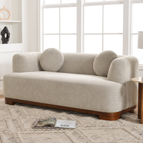 Otto Bouclé Loveseat in Taupe – Modern Boucle 2 Seater Sofa | Small Apartment Sofa | Cozy Loveseat Couch | Kinwell Furniture