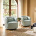 Ashlie Linen Swivel Barrel Chair - Light Green Modern Swivel Chair | Swivel Accent Chairs | Kinwell Furniture | Swivel Armchairs