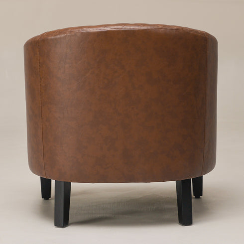 Logan Faux Leather Tufted Club Chair - Brown Accent Chair | Decorative Accent Chairs | Kinwell Furniture | Modern Accent Chairs