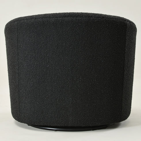 Everitte Bouclé Swivel Barrel Chair - Charcoal Modern Swivel Chair | Swivel Accent Chairs | Kinwell Furniture | Swivel Armchairs
