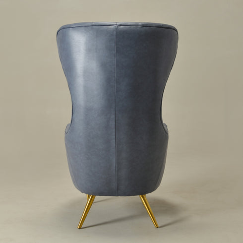 Letitia Faux Leather Wingback Chair - Navy Accent Chair | Decorative Faux Leather Chairs | Kinwell Furniture | Modern Wingback Accent Chairs