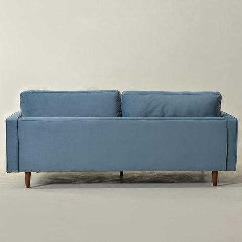 Tiziano Tufted 3-Seater Sofa – Blue Velvet Couch with Accent Pillows | Mid-Century Modern Sofa | Kinwell Furniture