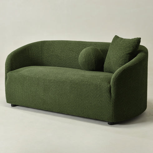 Susie Green Bouclé Loveseat | Green Curved Back Loveseat | Kinwell Furniture | Compact Bouclé Sofa for Living Room