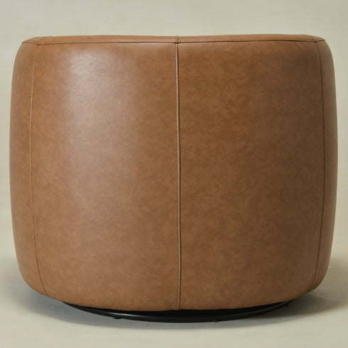 Ashlie Faux Leather Swivel Chair - Camel Modern Swivel Chair | Faux Leather Armchairs | Kinwell Furniture | Swivel Accent Chairs