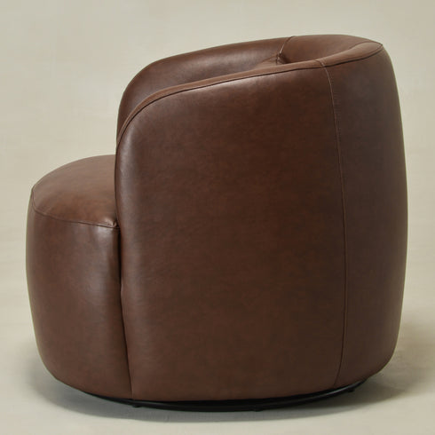 Ashlie Faux Leather Swivel Chair - Brown Modern Swivel Chair | Swivel Accent Chairs | Kinwell Furniture | Swivel Armchairs
