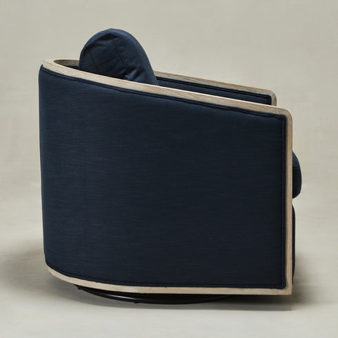 Claude Performance Linen Fabric Swivel Chair - Indigo Modern Swivel Chair | Swivel Accent Chairs | Kinwell Furniture | Swivel Armchairs