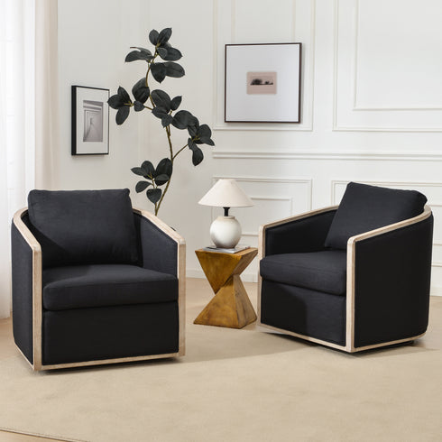 Claude Performance Linen Fabric Swivel Chair - Modern Swivel Chair | Swivel Accent Chairs | Kinwell Furniture | Swivel Armchairs