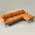 Samuel Tapered Arm Two-Piece Sectional – Leather Camel Chaise Sectional Sofa | 3-Seater Couch | Kinwell Furniture | Mid-Century Modern Design