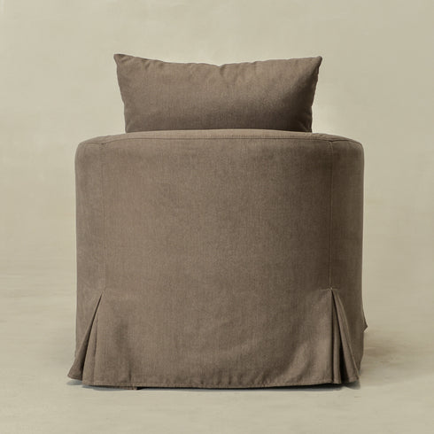 Eliza Slipcover Swivel Barrel Chair – Brown Swivel Armchair | Washable Slipcover Chair | Kinwell Furniture | Cozy Lounge Chair