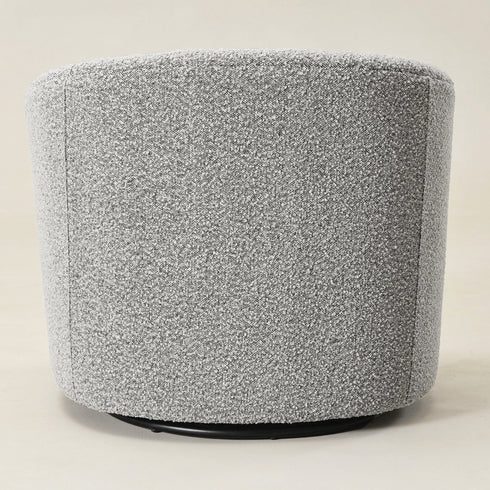 Everitte Bouclé Swivel Barrel Chair - Black and White Accent Swivel Chair | Swivel Chairs for Living Rooms | Kinwell Furniture | Top Swivel Chairs