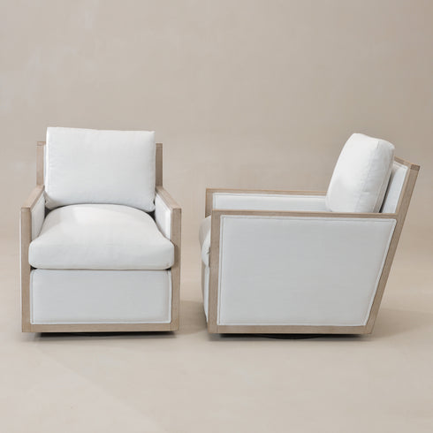 Sanford Down Swivel Armchair - Ivory Modern Swivel Chair | Swivel Accent Chairs | Kinwell Furniture | Swivel Armchairs