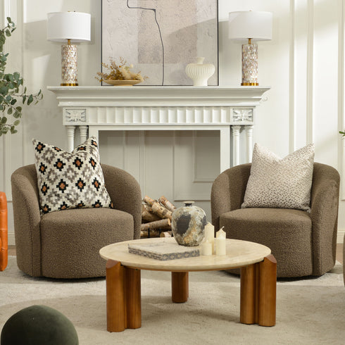 Everitte Bouclé Swivel Barrel Chair