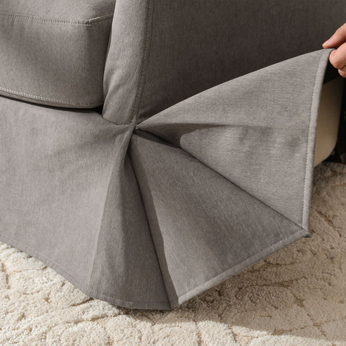 Eliza Slipcover Swivel Barrel Chair – Gray Swivel Armchair | Washable Slipcover Chair | Kinwell Furniture | Cozy Lounge Chair