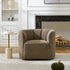 Wilton Bouclé Swivel Barrel Chair - Teddy Brown Petal Back Modern Swivel Chair | Swivel Accent Chairs | Kinwell Furniture | Swivel Armchairs