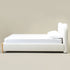 Dorothy Linen Platform Bed with Headboard – White Modern Upholstered Queen Bed Frame | Platform Beds | Kinwell Furniture | Bedroom Bed Frame