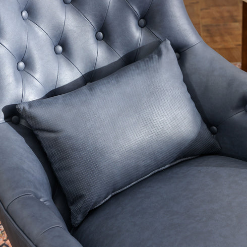 Letitia Faux Leather Wingback Chair - Navy Accent Chair | Decorative Faux Leather Chairs | Kinwell Furniture | Modern Wingback Accent Chairs