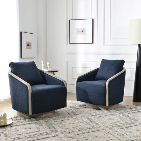 Barnett Swivel Barrel Chair - Navy Modern Swivel Chair | Swivel Accent Chairs | Kinwell Furniture | Swivel Armchairs