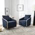 Barnett Swivel Barrel Chair - Navy Modern Swivel Chair | Swivel Accent Chairs | Kinwell Furniture | Swivel Armchairs