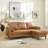 Tiziano Tufted 2-Piece Sectional Sofa – Camel Faux Leather Reversible Chaise Couch with Accent Pillows | Mid-Century Modern L-Shaped Sofa | Kinwell Furniture