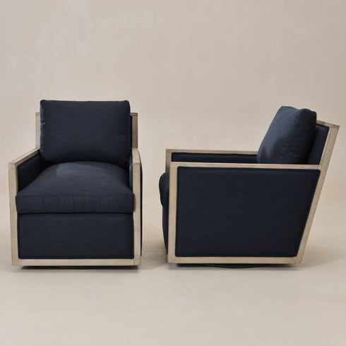 Sanford Down Swivel Armchair - Indigo Modern Swivel Chair | Swivel Accent Chairs | Kinwell Furniture | Swivel Armchairs