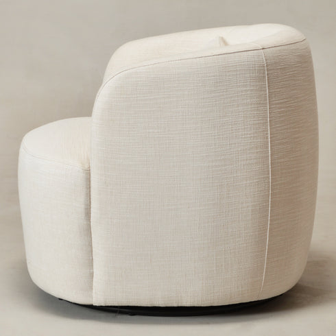 Ashlie Linen Swivel Barrel Chair - Ivory Modern Swivel Chair | Swivel Accent Chairs | Kinwell Furniture | Swivel Armchairs