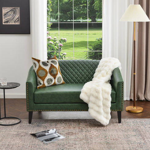 Logan Faux Leather Tufted Loveseat | Fabric Loveseat Couch | Kinwell Furniture | Modern Loveseats & Comfortable Loveseat Sofa Couches