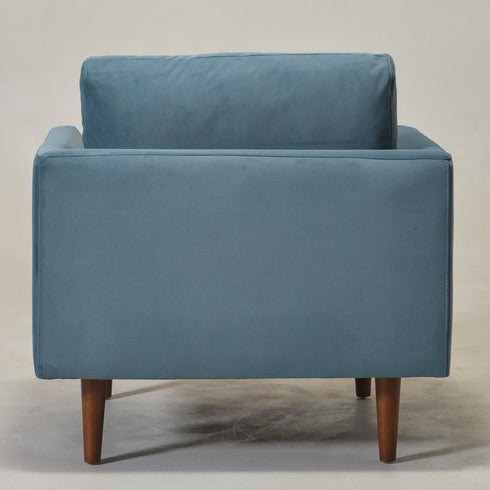 Upholstered Armchair – Blue Square Arm Accent Chair | Performance Fabric Armchair | Kinwell Furniture | Scandinavian, Timeless Design