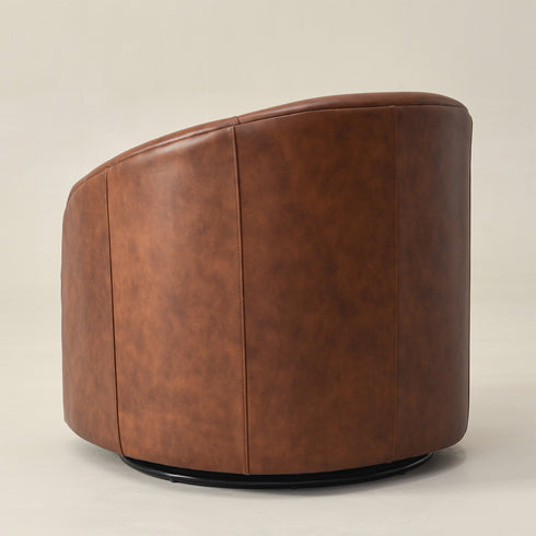 Susie Leather Swivel Barrel Chair - Accent Swivel Chair | Swivel Chairs for Living Rooms | Kinwell Furniture | Top Swivel Chairs