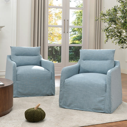 Clara Linen Slipcover Swivel Chair