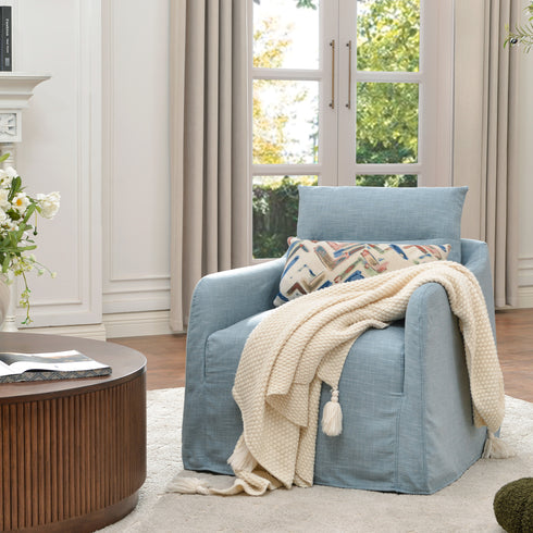 Clara Linen Slipcover Swivel Chair