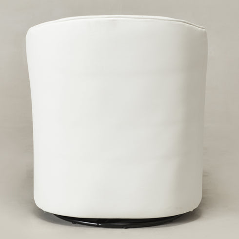 Lawton Faux Leather Tufted Swivel Chair – White Industrial Modern Swivel Chair | Faux Leather Office & Lounge Chair | Kinwell Furniture | High Back Chair