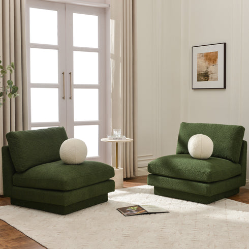 Montyne Bouclé Armless Chair - Comfortable Accent Chair | Side Chairs for Living Room | Kinwell Furniture | Oversize Accent Chairs & Large Accent Chairs