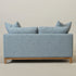 Goose Down Feathers Upholstered Loveseat – Blue Square Arm 2-Seater Sofa | Plush Feather-Filled Loveseat | Kinwell Furniture | Cloud-Soft, Timeless Design