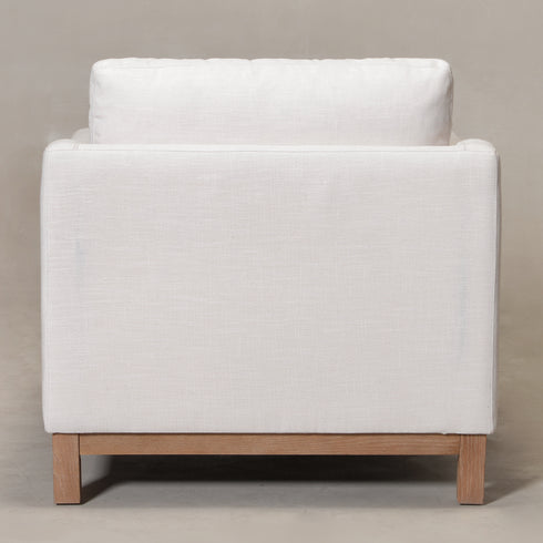 Goose Down Feathers Upholstered Armchair – Cream Square Arm Accent Chair | Plush Feather-Filled Chair | Kinwell Furniture | Cloud-Soft, Timeless Design