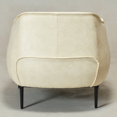 Kadar Leather Barrel Chair-White Modern Leather Chair | Accent Chairs | Kinwell Furniture | Barrel Chairs