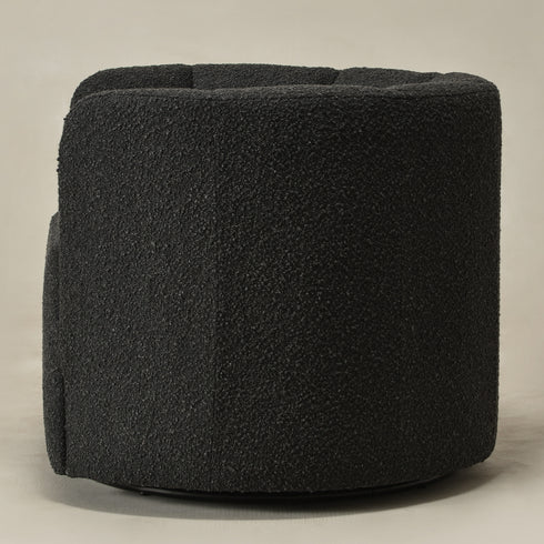 Wilton Bouclé Swivel Barrel Chair - Black Petal Back Modern Swivel Chair | Swivel Accent Chairs | Kinwell Furniture | Swivel Armchairs