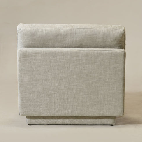 Linen Blend Down Feather Upholstered Accent Chair – Light Gray Modern Armless Slipper Chair | Plush Goose Down Filled Lounge Chair with Removable Cushions | Kinwell Furniture | Extra Wide Accent Chair