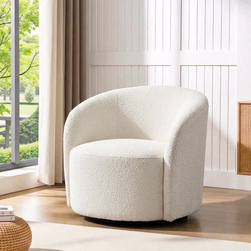 Everitte Bouclé Swivel Barrel Chair