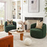 Ashlie Bouclé Swivel Barrel Chair - Green Modern Swivel Chair | Swivel Accent Chairs | Kinwell Furniture | Swivel Armchairs
