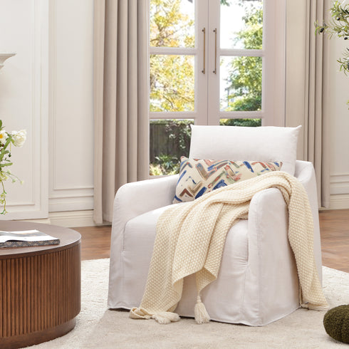 Clara Linen Slipcover Swivel Chair